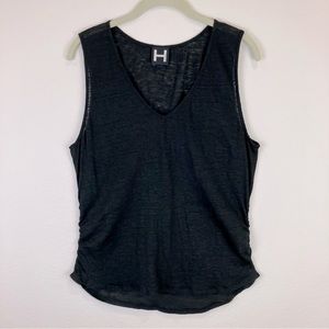 H by Bordeaux Ruched V-Neck Linen Tank